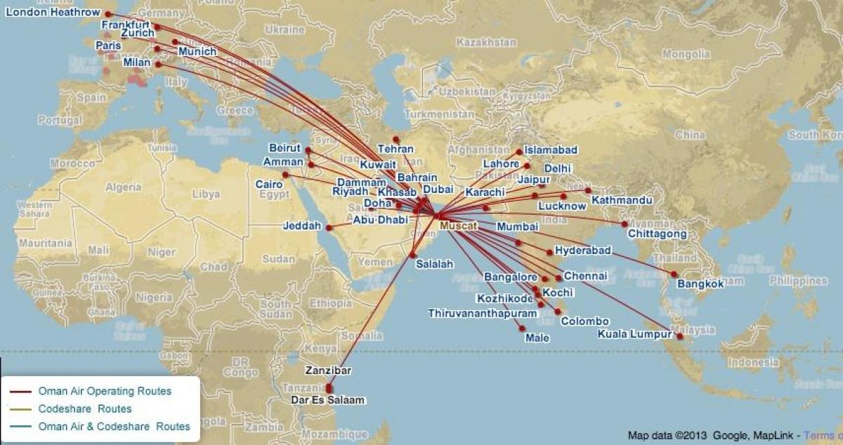 Oman air volo mappa
