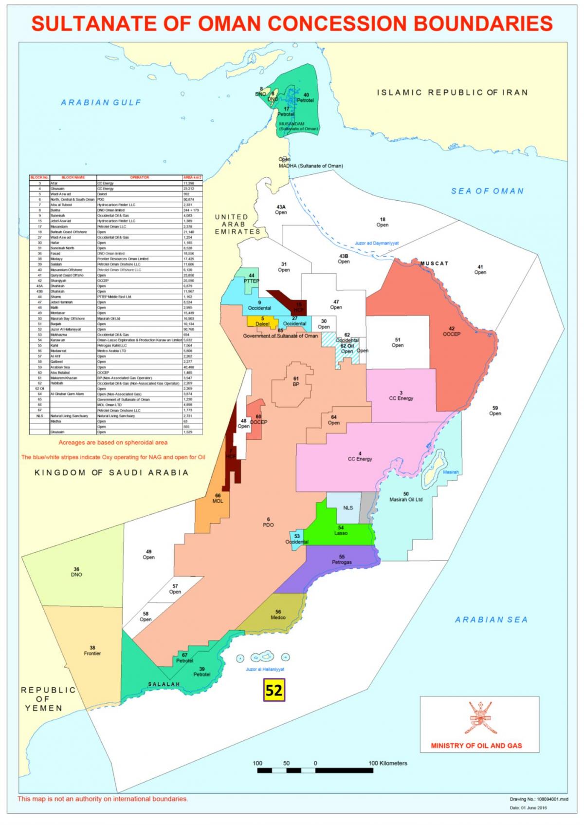 mappa di Oman concessione