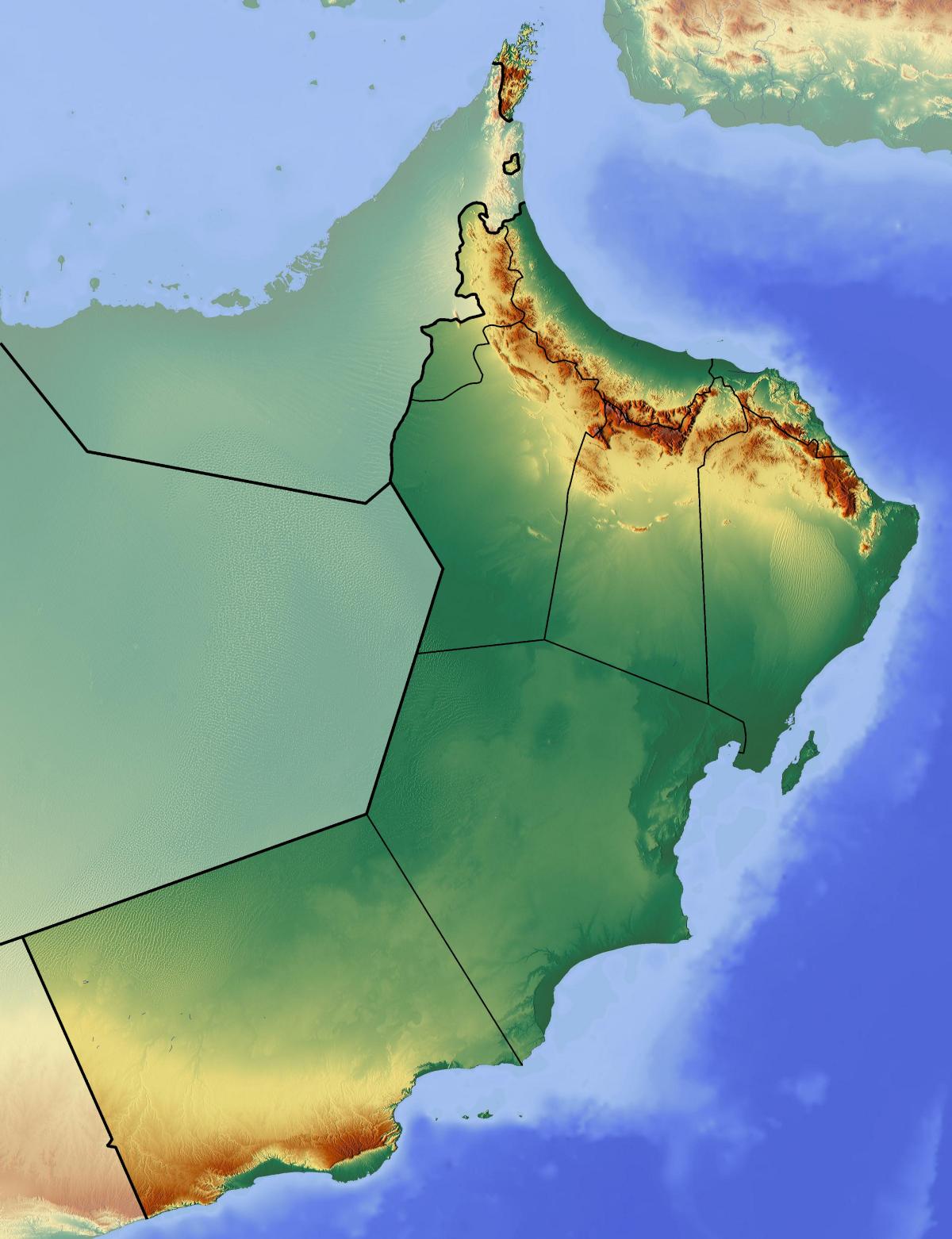 mappa topografica dell'Oman