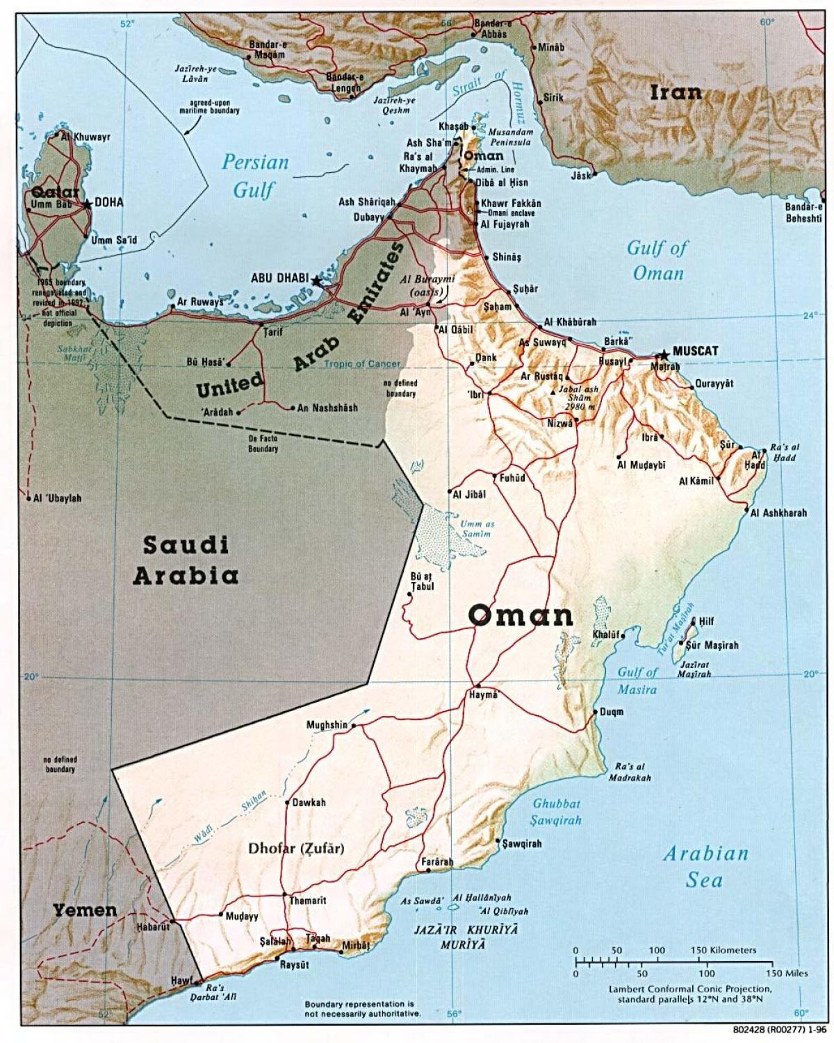 Oman mappa con le città