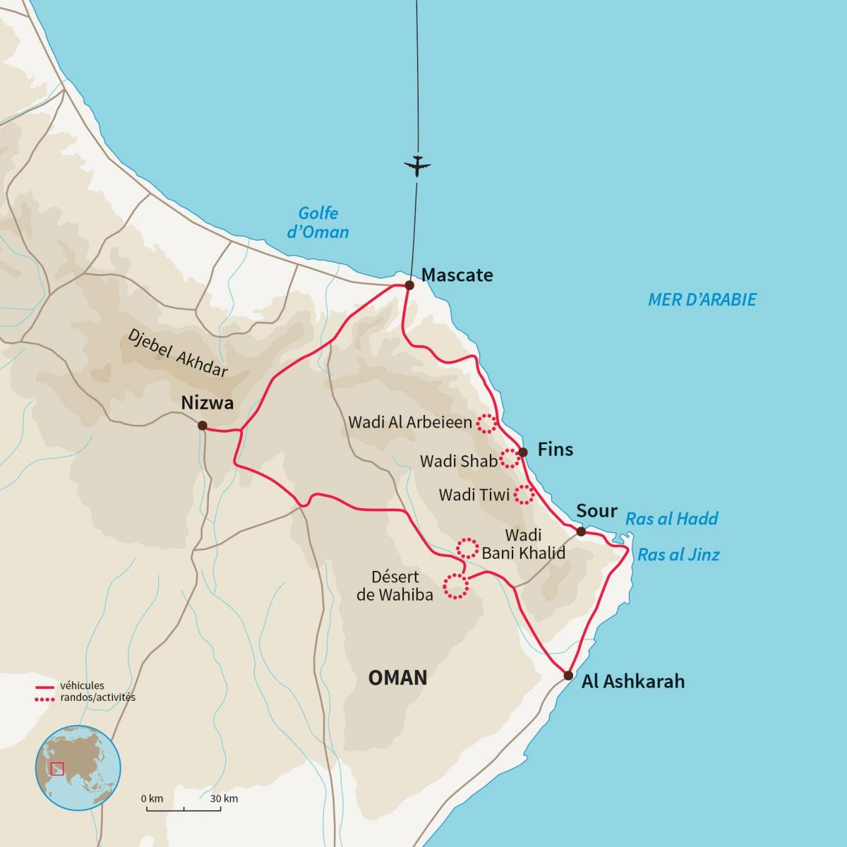 mappa di wadi shab Oman posizione